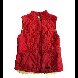 $169 Hunter Quilted Vest Full Zip Women's Sz 0 Red with Pockets water resistant